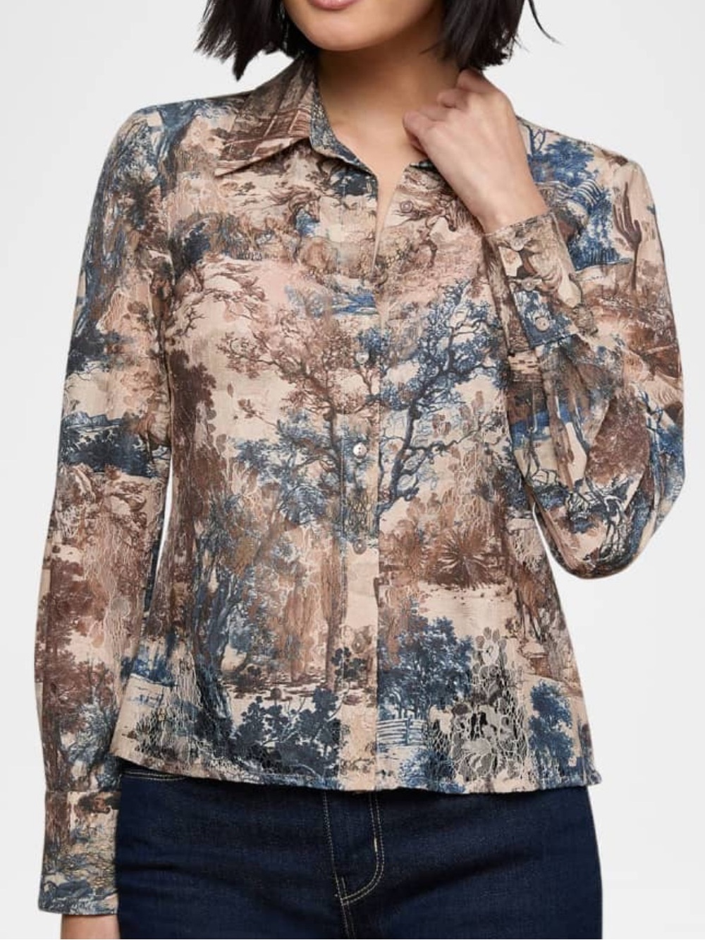 L’Agence Western Toile Maia Lace Button-Front Blouse